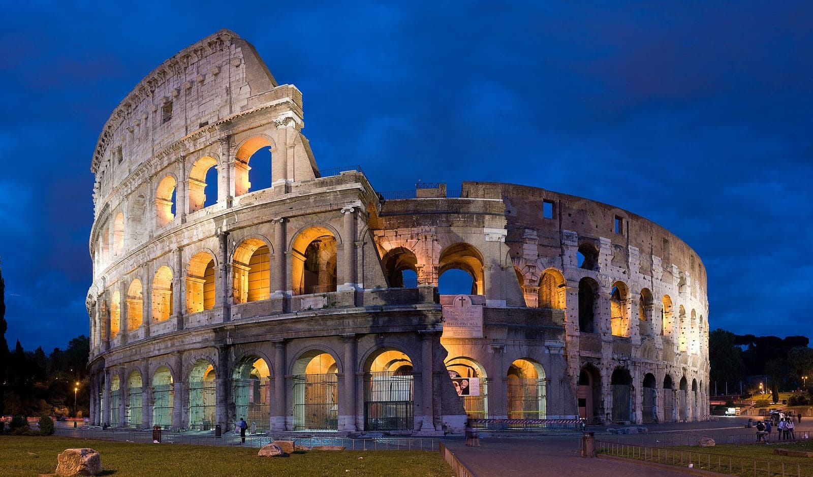 The Colosseum lit at dusk, Rome