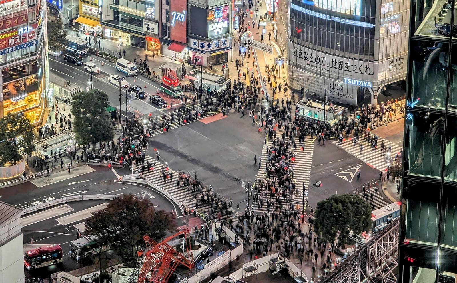 Aerial view of Shibuya Crossing, Tokyo